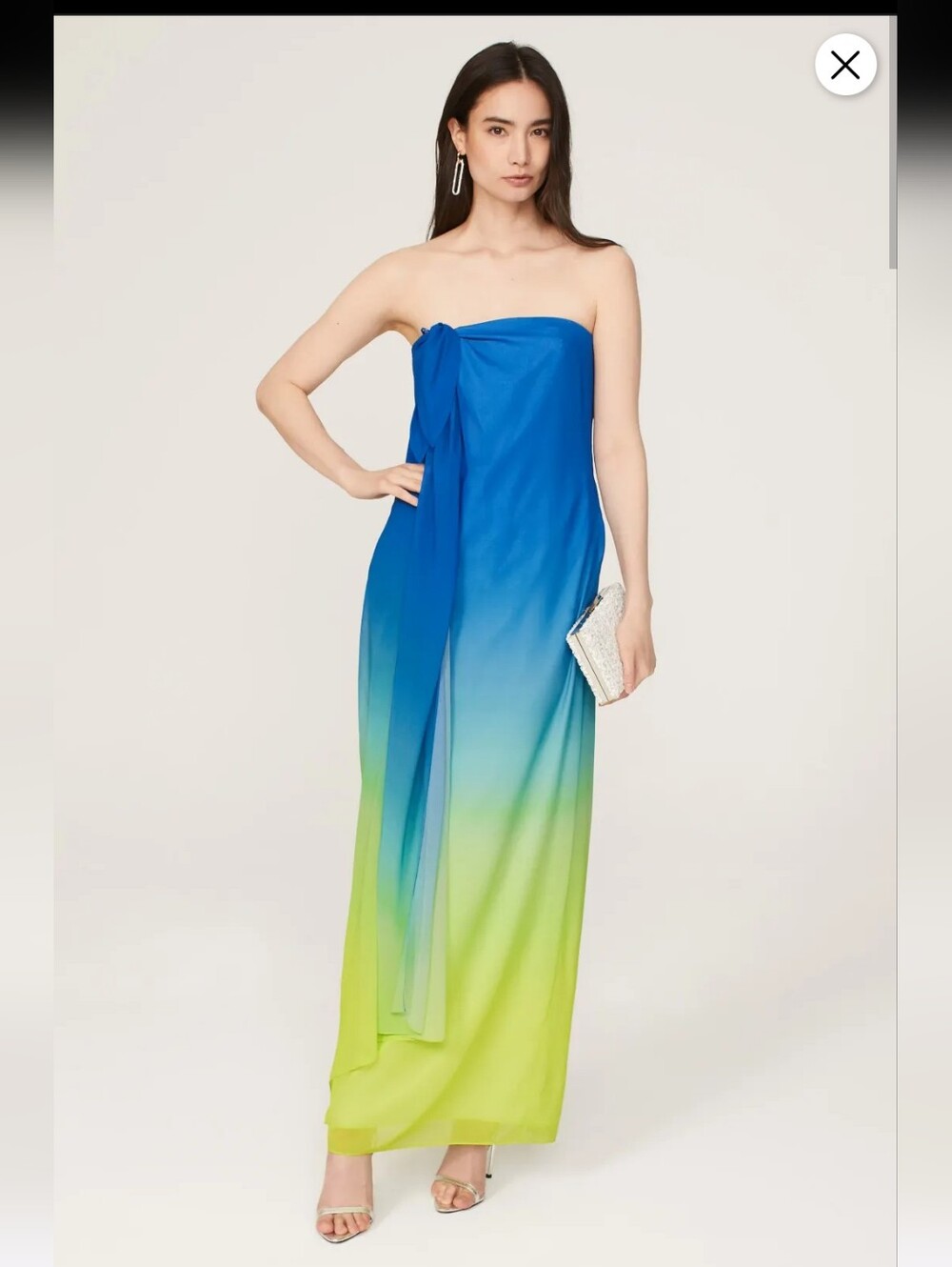 Ralph Lauren Nejilt Ombre Strapless Blue Gown Size 2